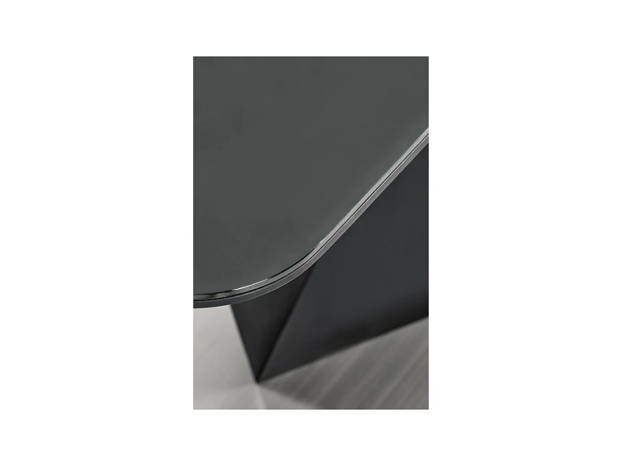 Table de salle à manger contemporaine extensible grise et noire avec pied central SHIELD
