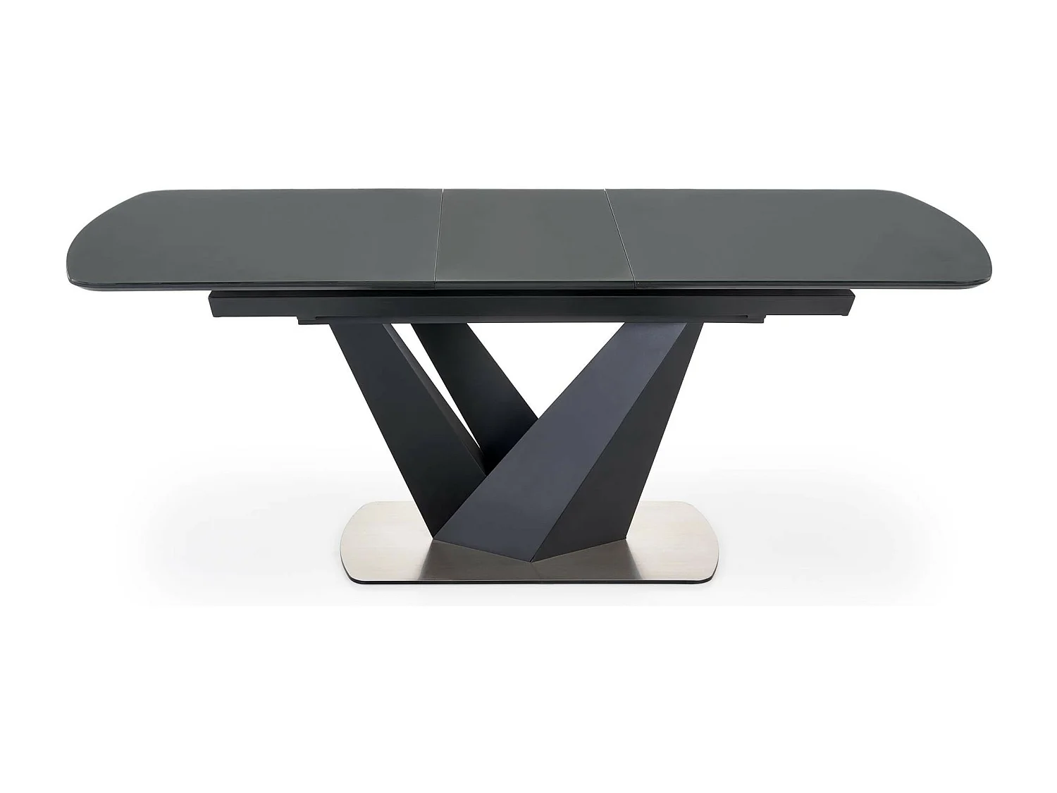 Table de salle à manger contemporaine extensible grise et noire avec pied central SHIELD