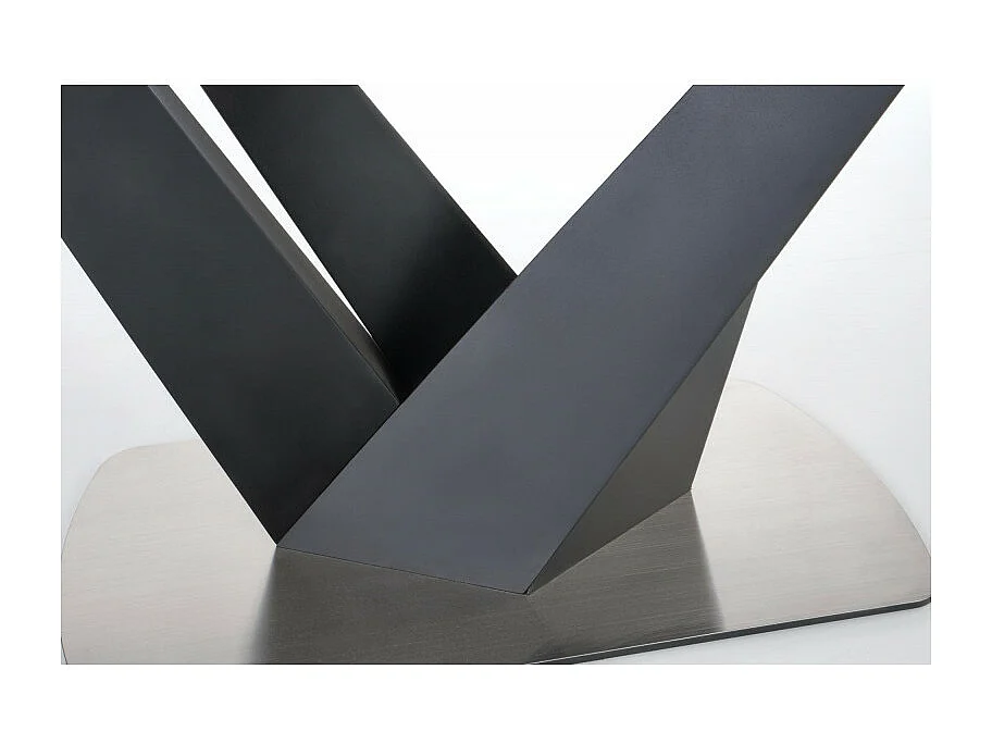 Table de salle à manger contemporaine extensible grise et noire avec pied central SHIELD