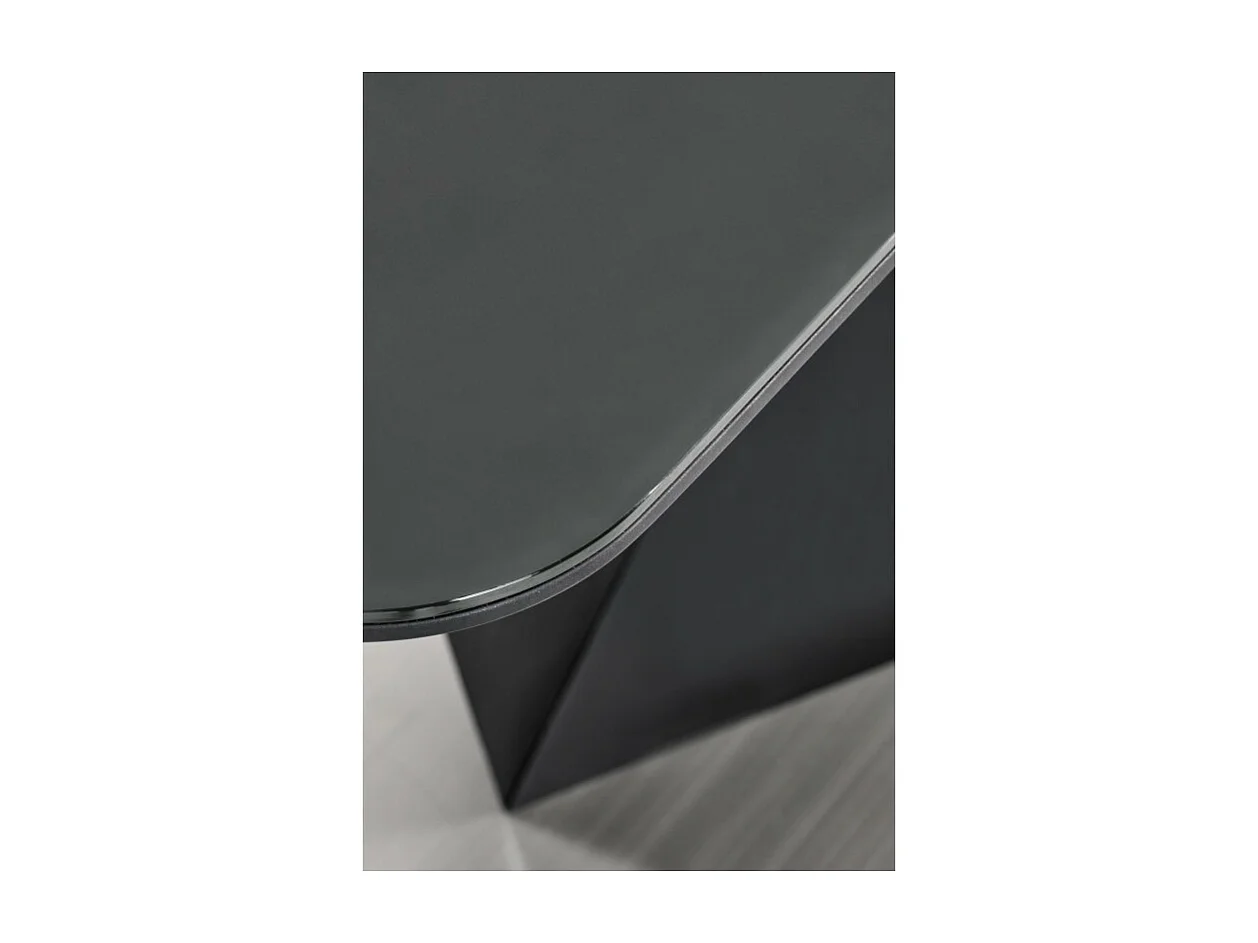 Table de salle à manger contemporaine extensible grise et noire avec pied central SHIELD