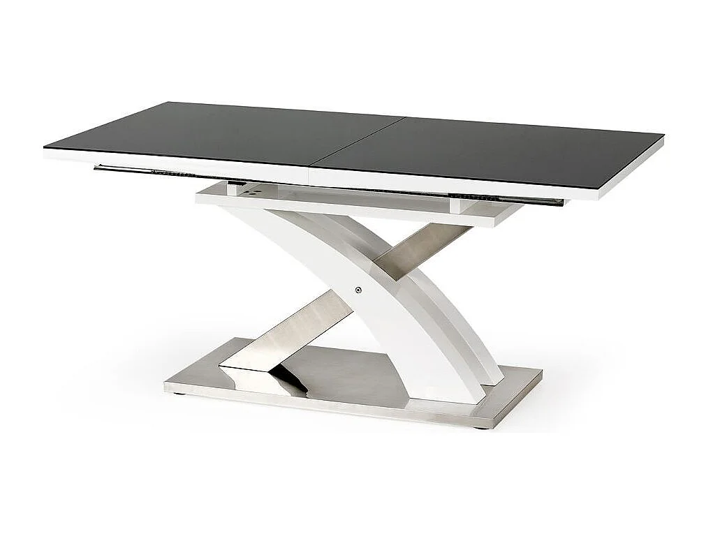 Mesa de comedor Cesar de diseño en blanco y negro con hoja extensible