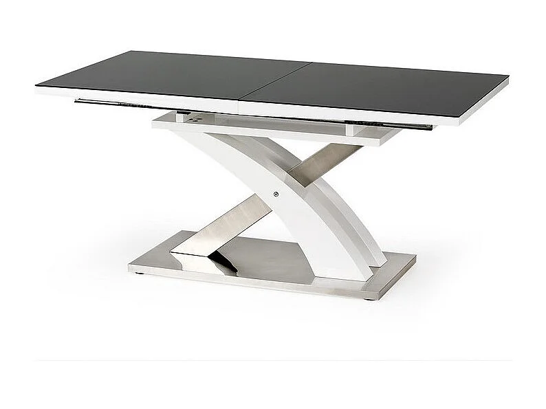 Mesa de comedor Cesar de diseño en blanco y negro con hoja extensible