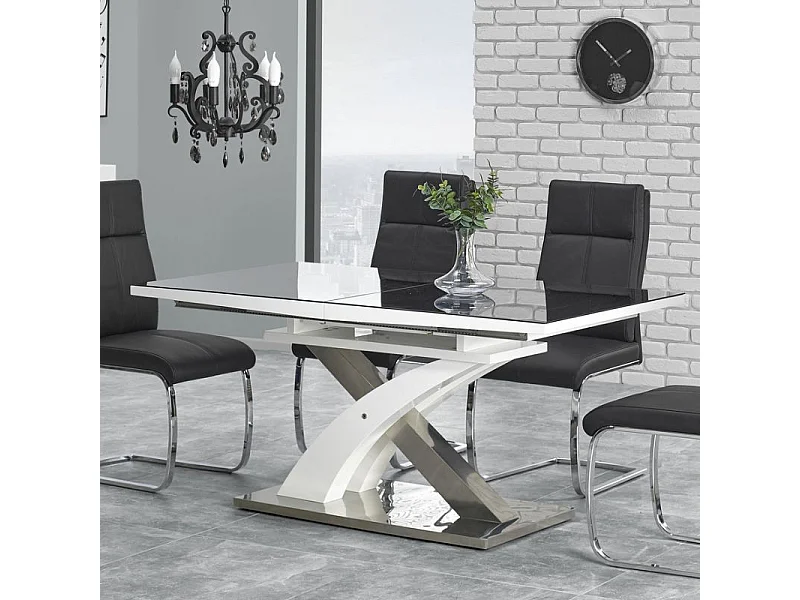 Tavolo da pranzo di design Cesar bianco e nero con allunga