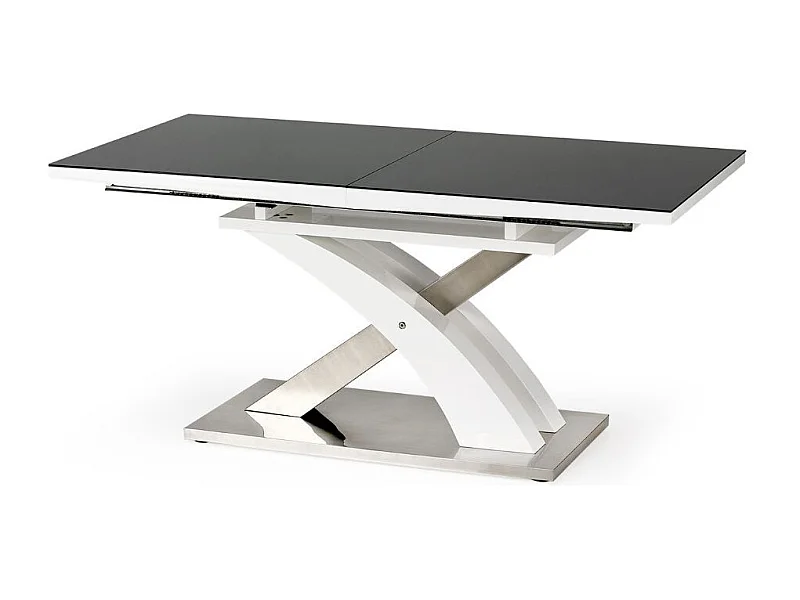 Table a manger design noir et blanc avec rallonge Cesar