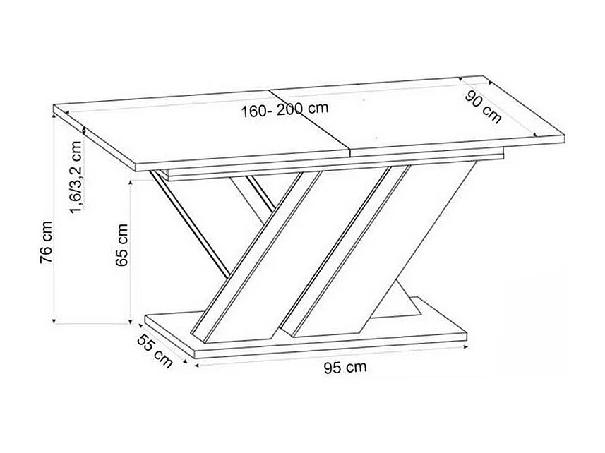 Table à manger extensible noir et chêne wotan 160-200cm Xenori