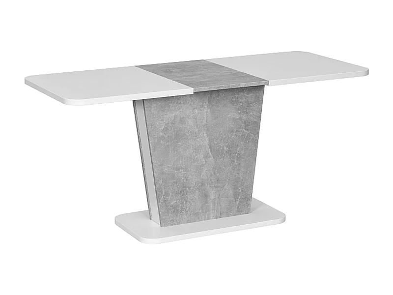 Mesa de comedor extensible blanca y hormigón 110-145cm Yuni
