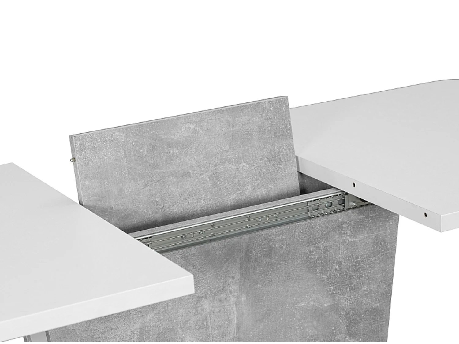 Table à manger extensible blanc et béton 110-145cm Yuni