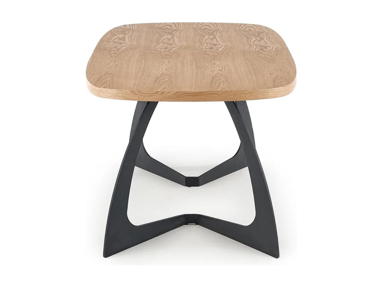 Table de salle à manger extensible aspect chêne avec pieds design en métal noir CYBELE