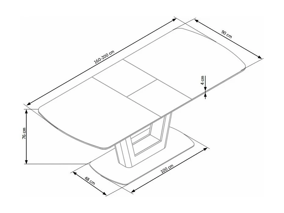Table a manger extensible 160-200 grise design Bussy