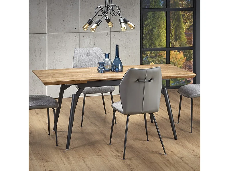 Table à manger grise et chêne avec rallonge Soli