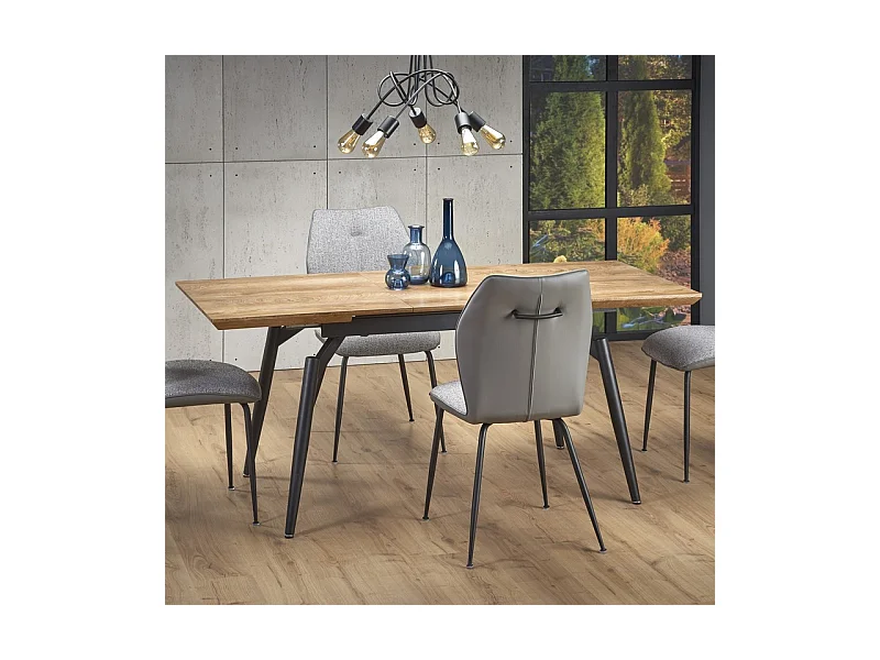 Table à manger grise et chêne avec rallonge Soli
