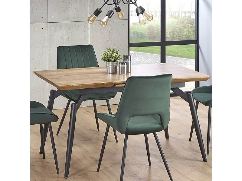 Table à manger grise et chêne avec rallonge Soli