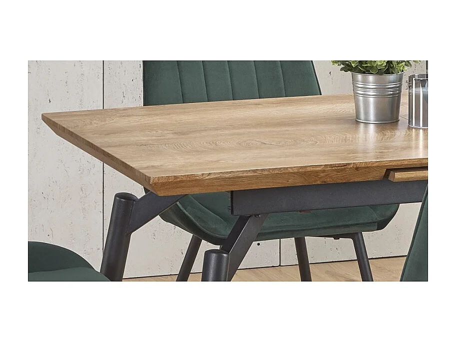 Table à manger grise et chêne avec rallonge Soli