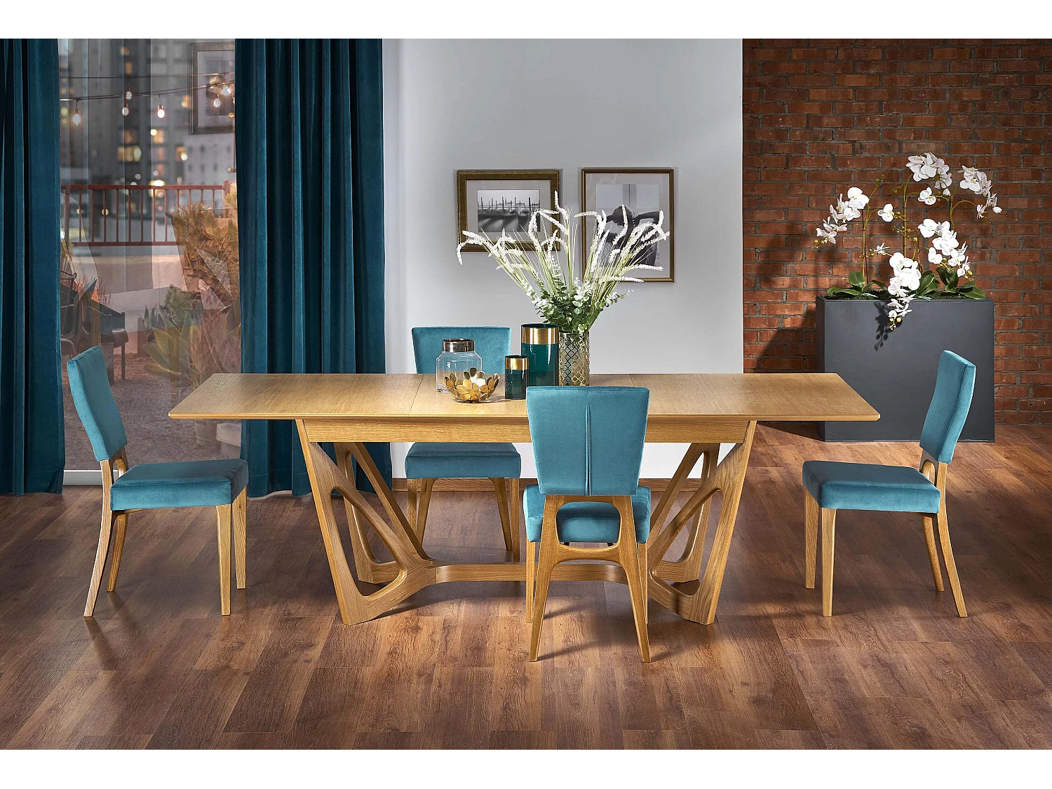 Table a manger design couleur chêne 160-240cm Trust