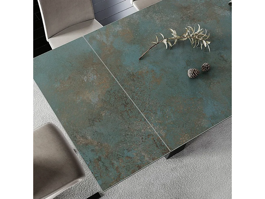 Mesa extensible Erol 160cm metal y cerámica verde