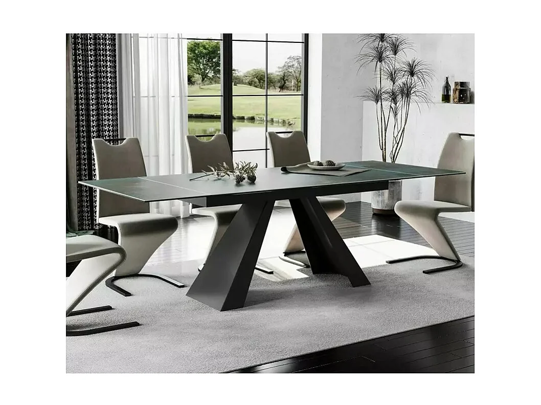 Table extensible métal & céramique verte 160cm Erol