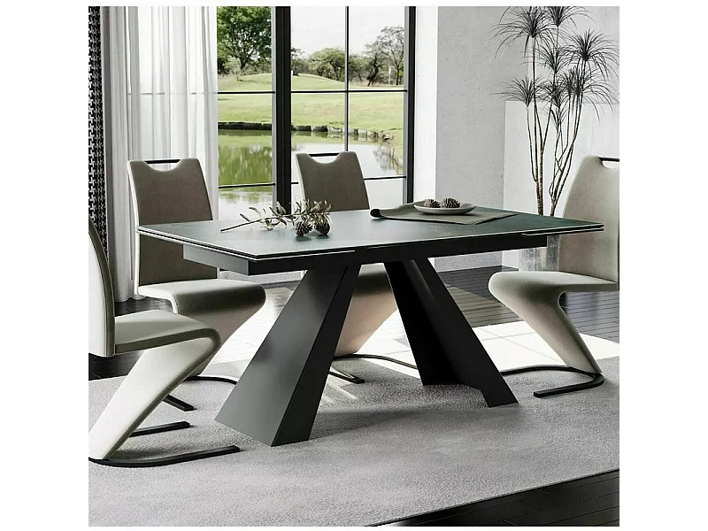 Table extensible métal & céramique verte 160cm Erol