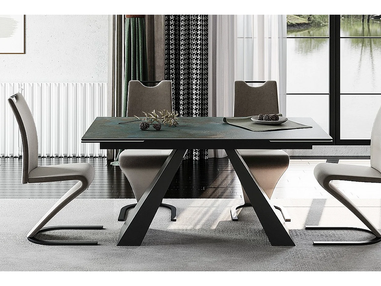 Mesa extensible Erol 160cm metal y cerámica verde