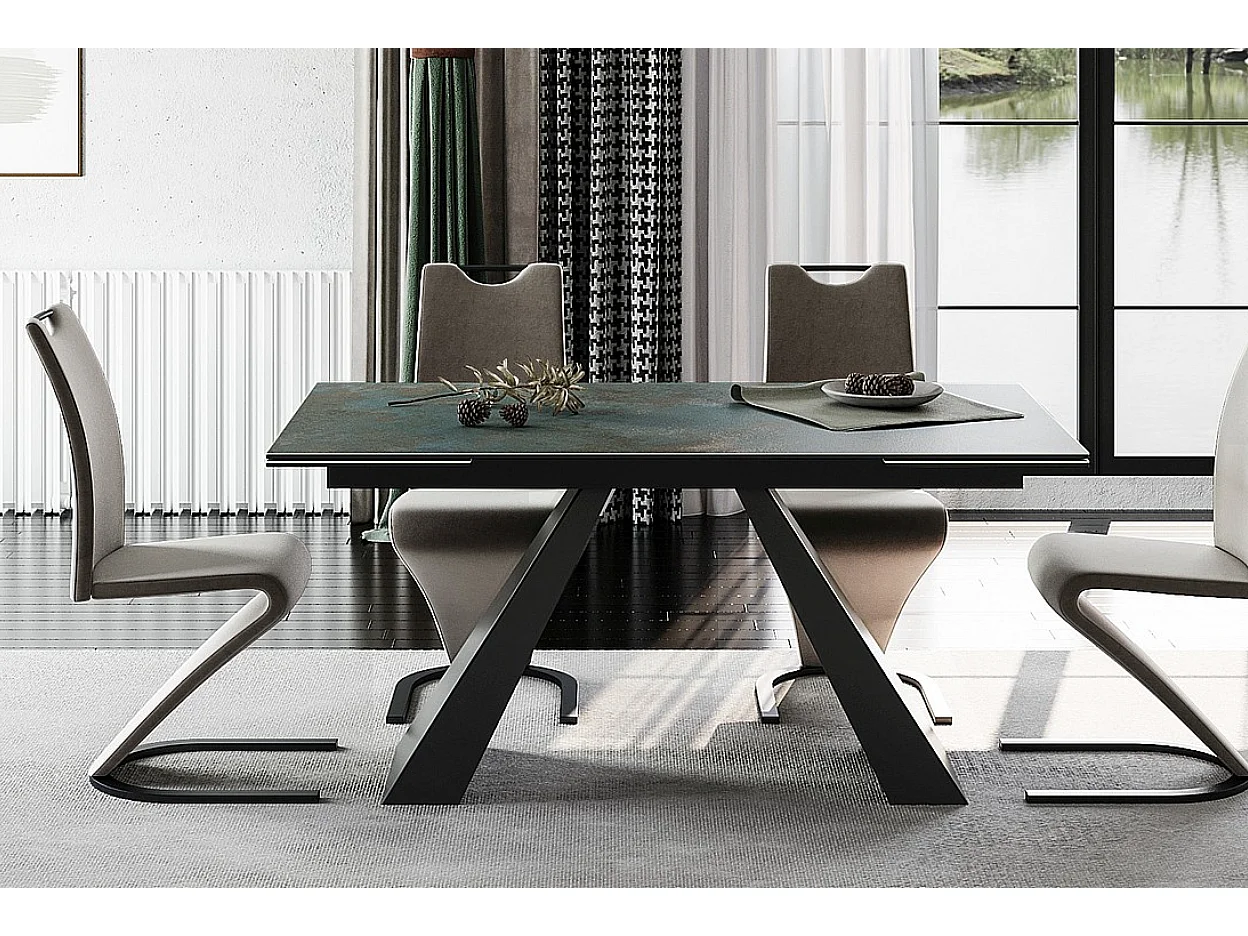 Table extensible métal & céramique verte 160cm Erol