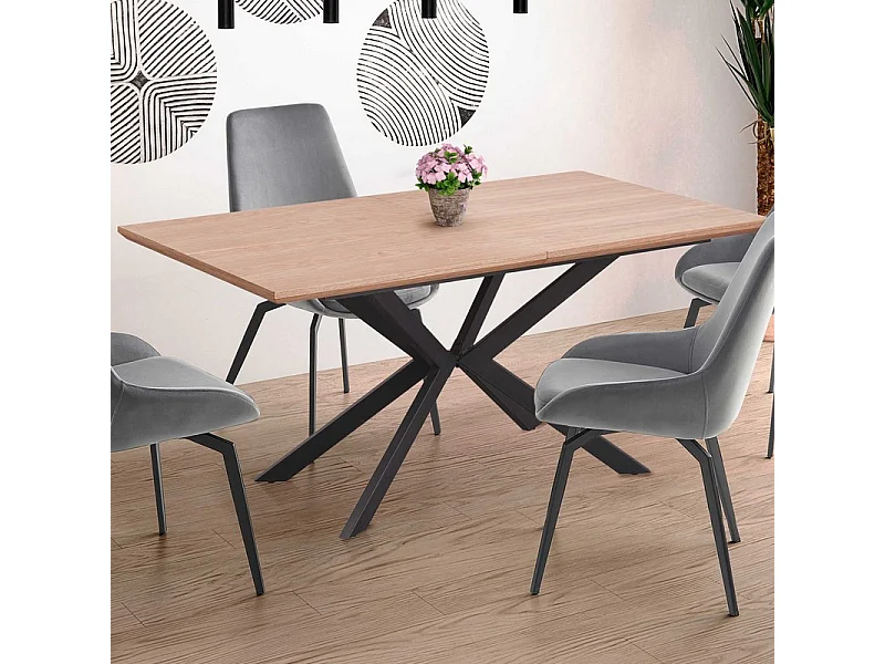 Table de salle à manger extensible avec pied central en métal EXTEND