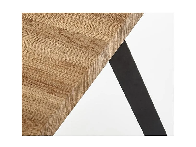 Table de salle à manger contemporaine aspect bois et acier Bronx