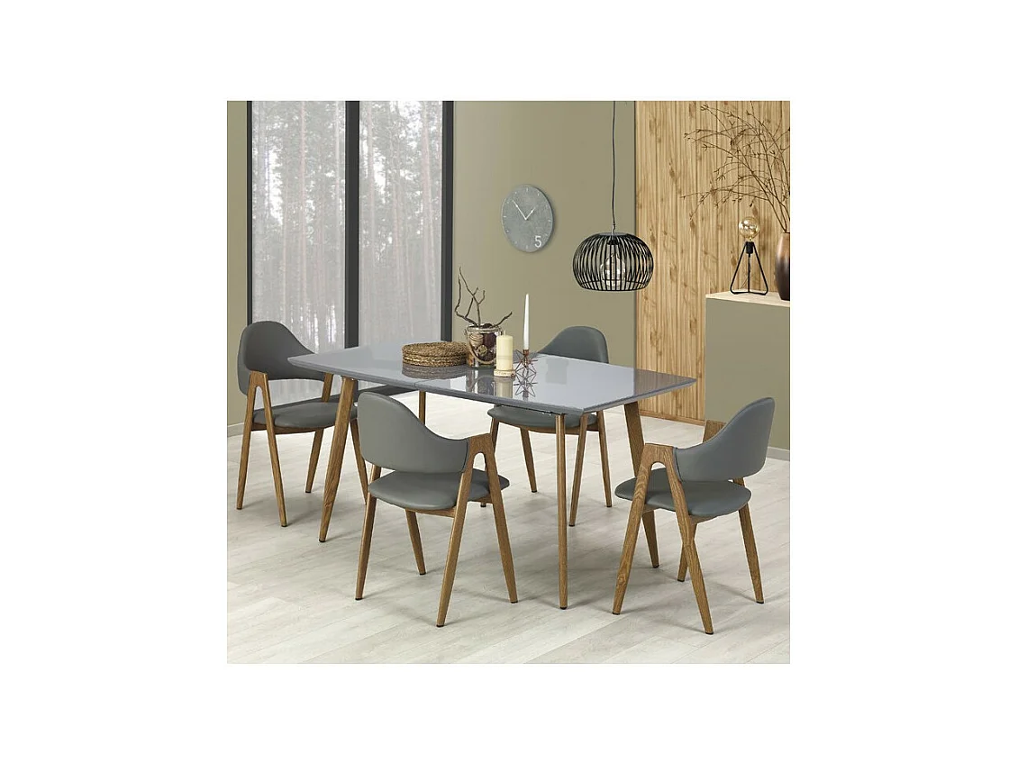 Table à rallonge design 160cm x 200cm gris laqué Scotia