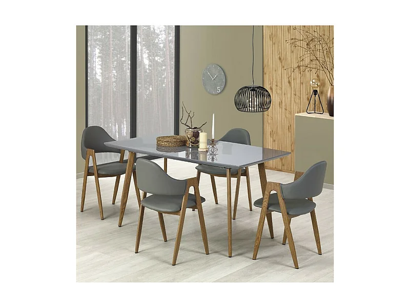 Table à rallonge design 160cm x 200cm gris laqué Scotia