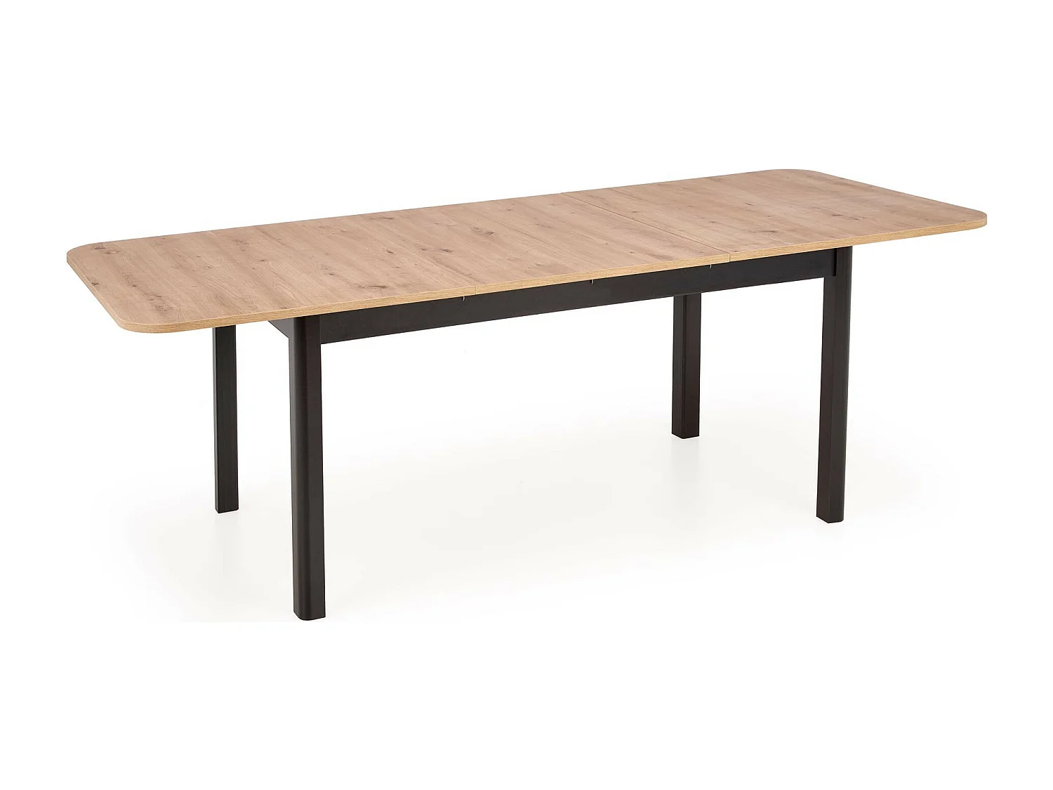Mesa de comedor extensible BREHAT 160-228 aspecto negro y roble