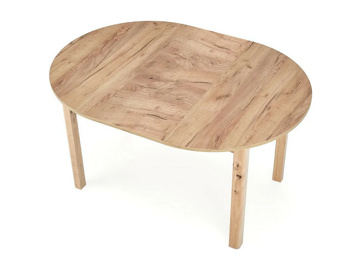 Mesa de comedor redonda 100cm extensible aspecto roble CARENE