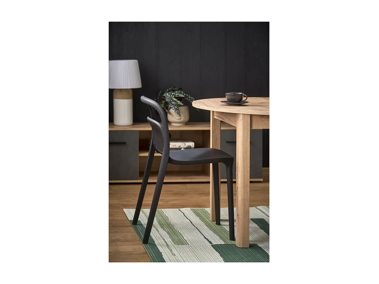 Mesa de comedor redonda 100cm extensible aspecto roble CARENE