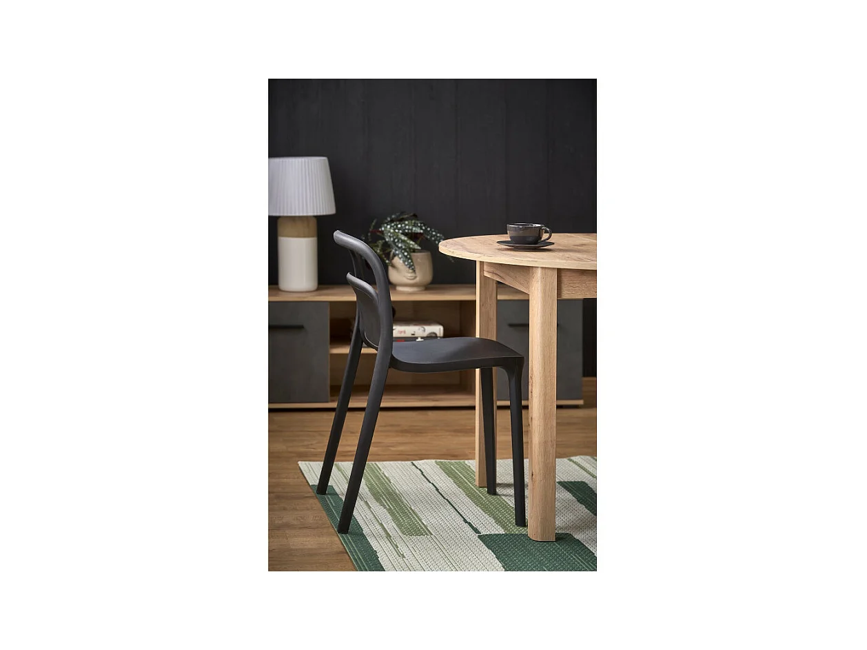 Table à manger ronde 100cm extensible aspect chêne CARENE