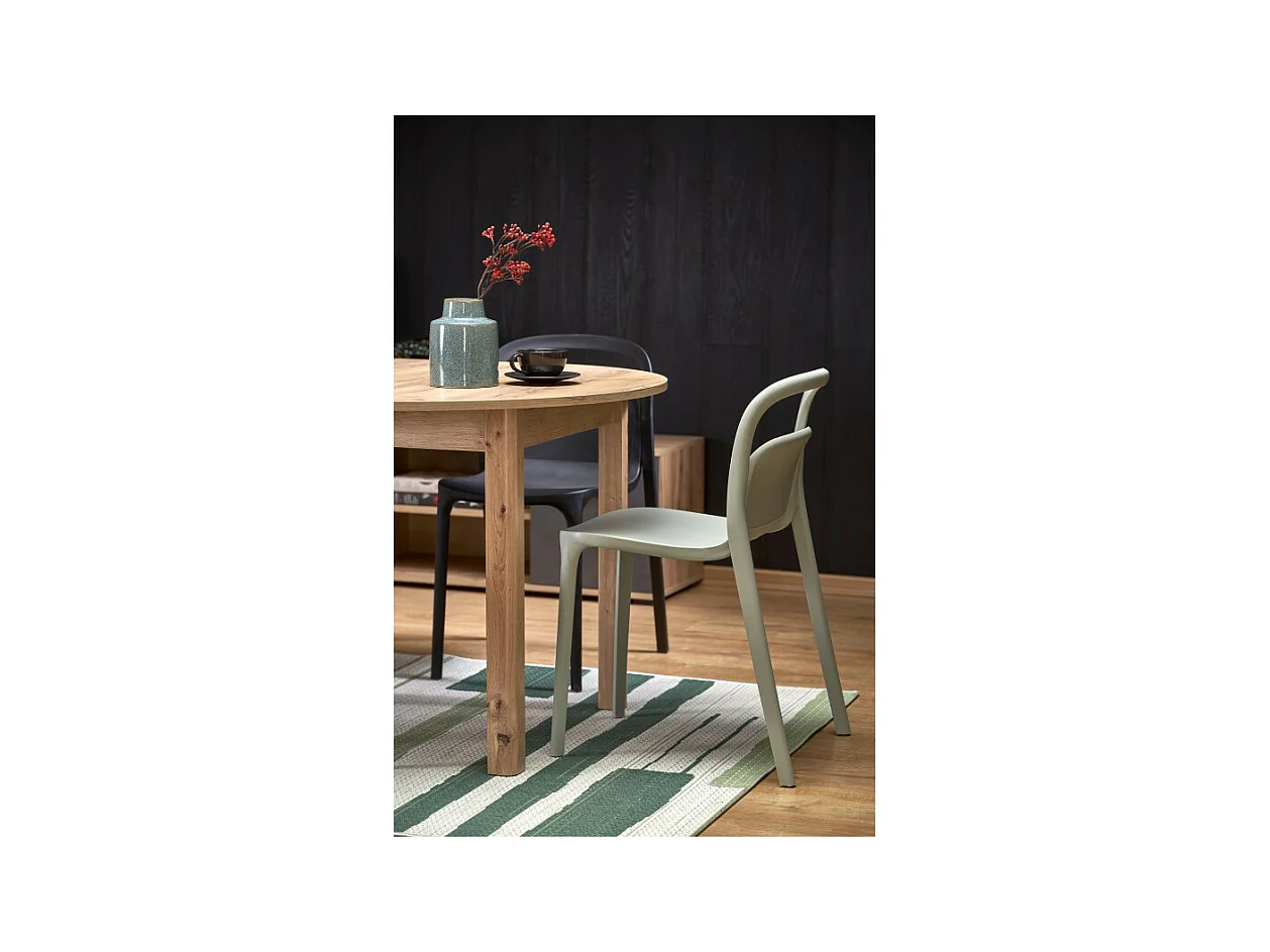 Table à manger ronde 100cm extensible aspect chêne CARENE