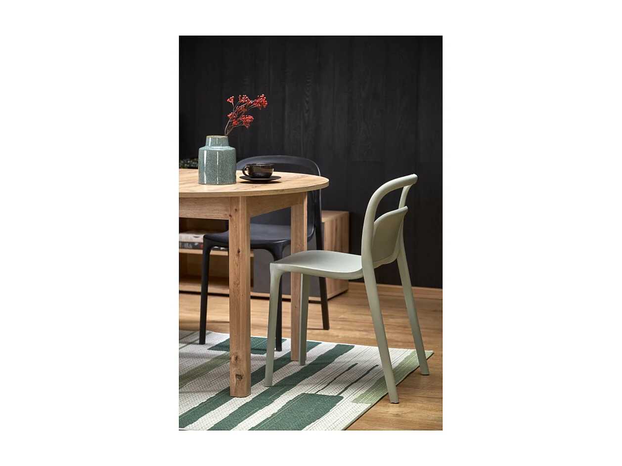 Table à manger ronde 100cm extensible aspect chêne CARENE