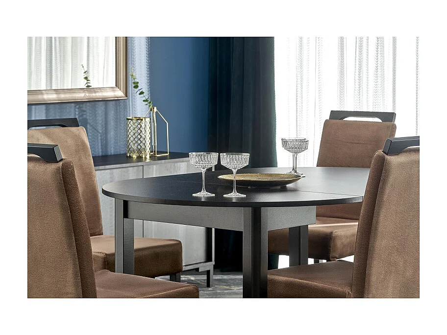 Tavolo da pranzo rotondo allungabile CARENE 100 cm, nero