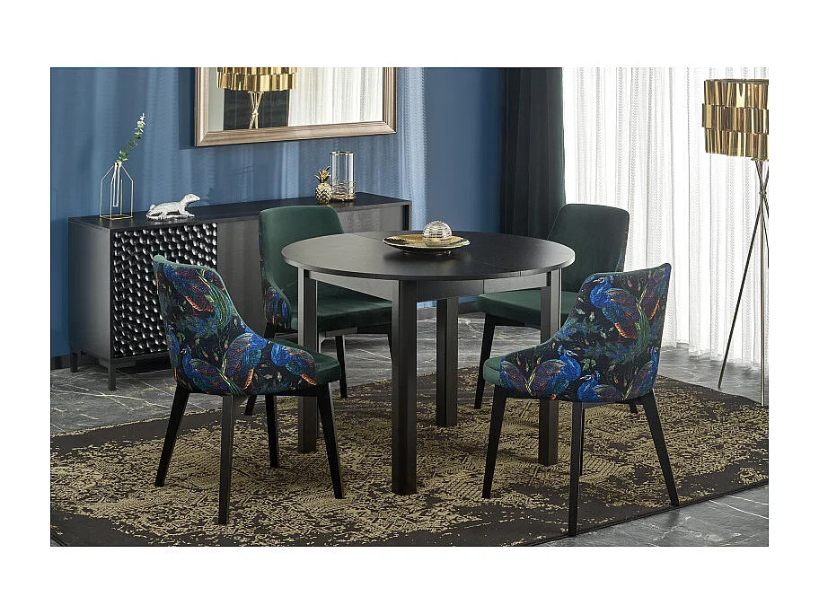 Tavolo da pranzo rotondo allungabile CARENE 100 cm, nero