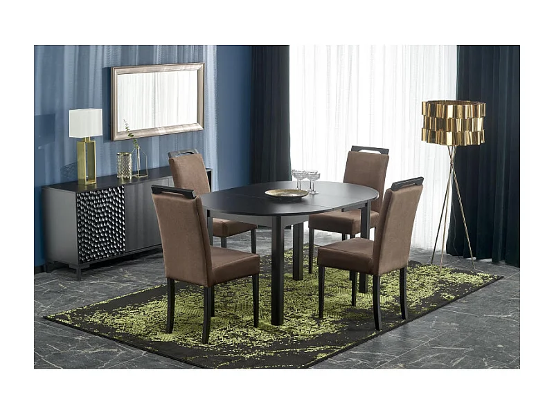 Table à manger ronde 100 cm extensible noire CARENE