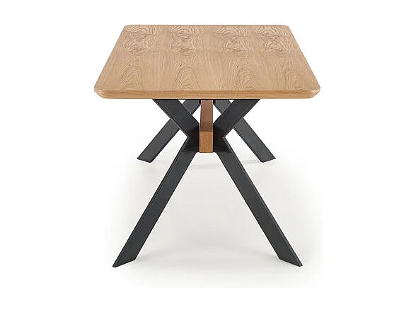 Mesa de comedor extensible 160-220cm aspecto roble y metal negro OGMA