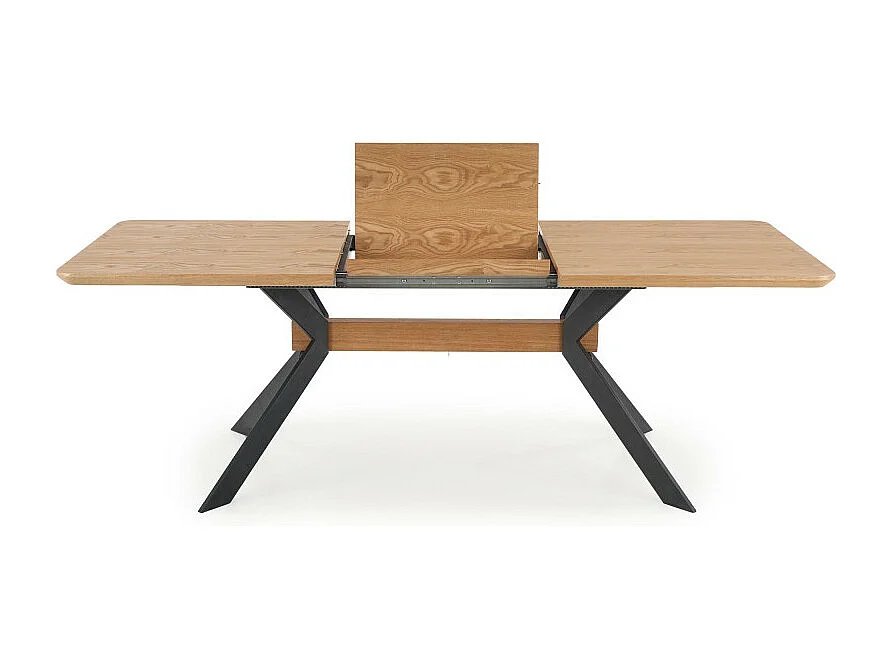 Mesa de comedor extensible 160-220cm aspecto roble y metal negro OGMA