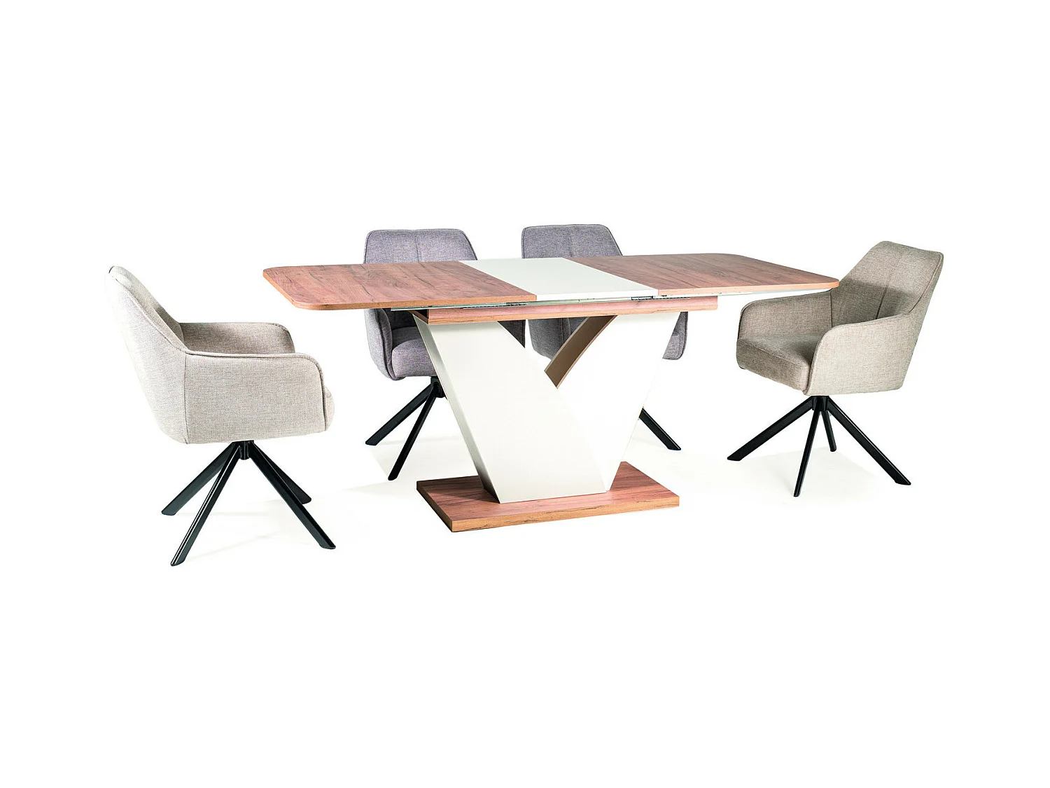 Tavolo Hermione allungabile, 140-180 cm, look rovere e beige