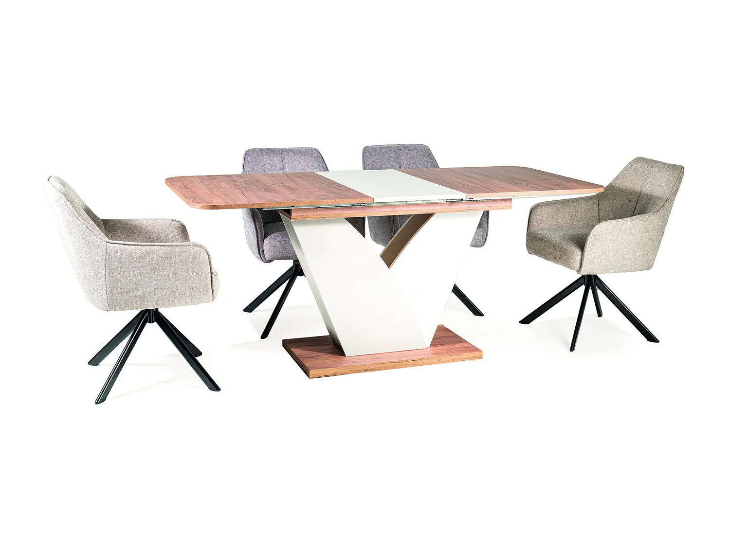 Table extensible 140-180 cm aspect chêne et beige Hermione