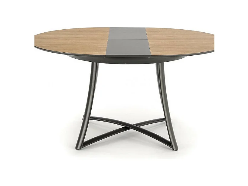 Table de salle à manger ronde extensible aspect chêne pieds acier Steel