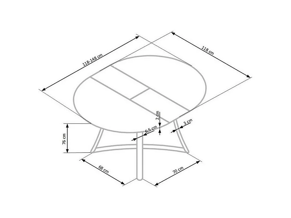 Table de salle à manger ronde extensible aspect chêne pieds acier Steel