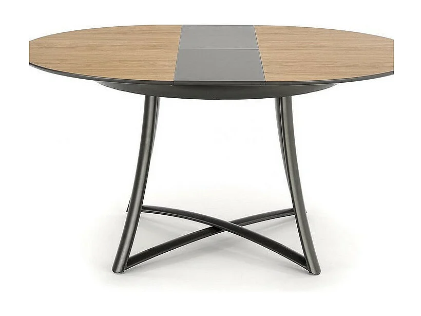 Table de salle à manger ronde extensible aspect chêne pieds acier Steel
