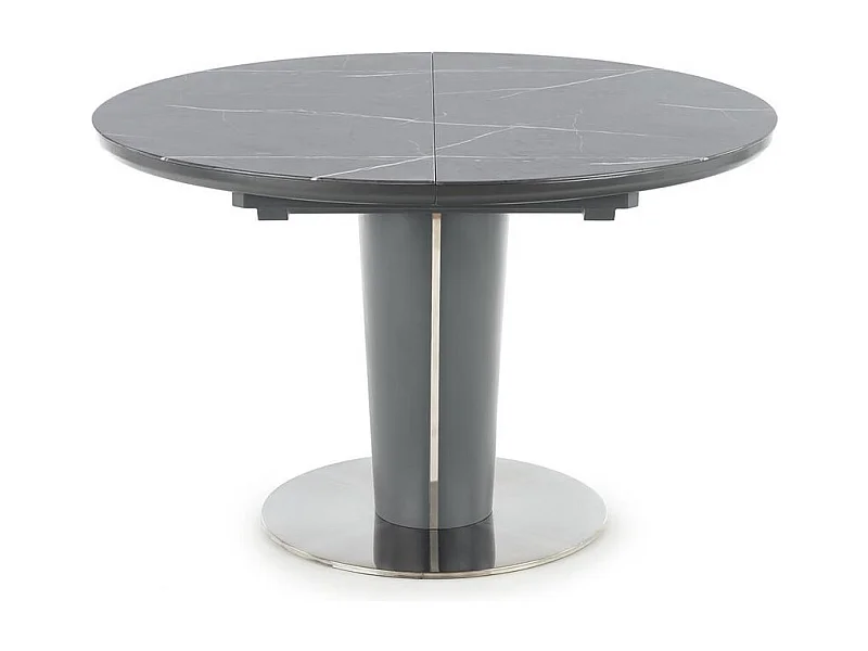 Tavolo rotondo in stile marmo grigio 120-160cm con prolunga e gamba centrale Calvi