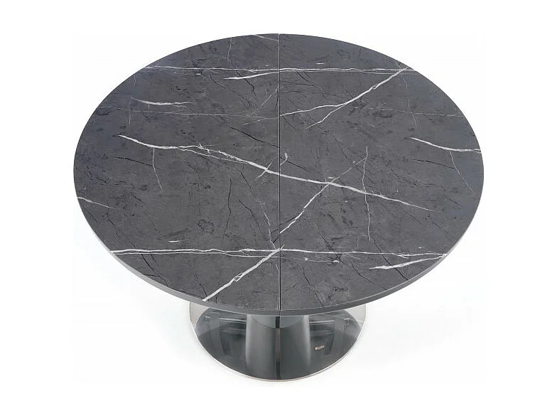 Tavolo rotondo in stile marmo grigio 120-160cm con prolunga e gamba centrale Calvi