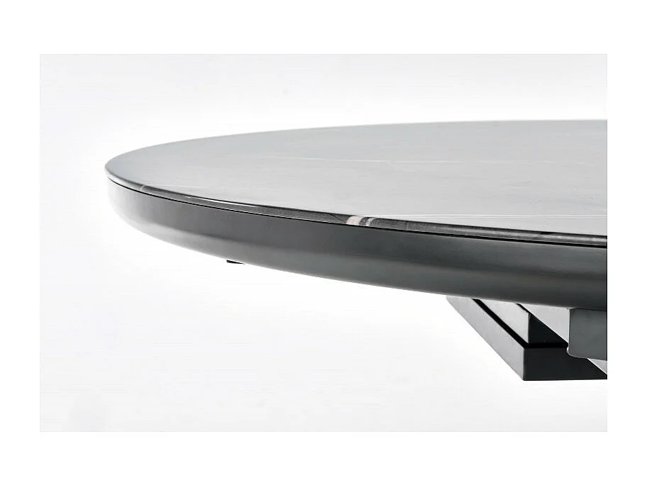 Mesa redonda estilo mármol gris 120-160cm con extensión y pata central Calvi