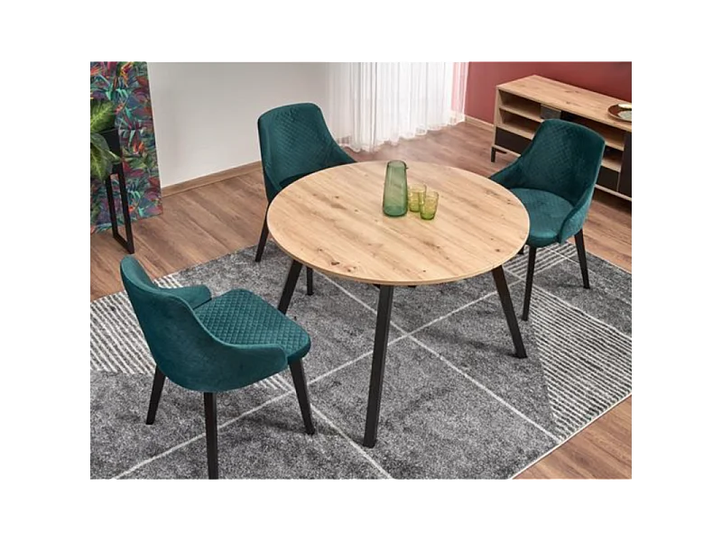 Mesa redonda extensible en negro y madera 102cm Storend