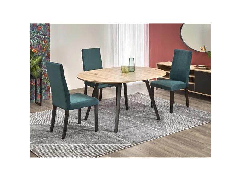 Mesa redonda extensible en negro y madera 102cm Storend