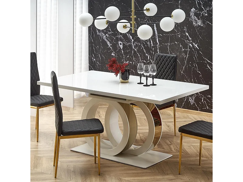 Mesa de comedor extensible lacada en blanco 160cm Goma