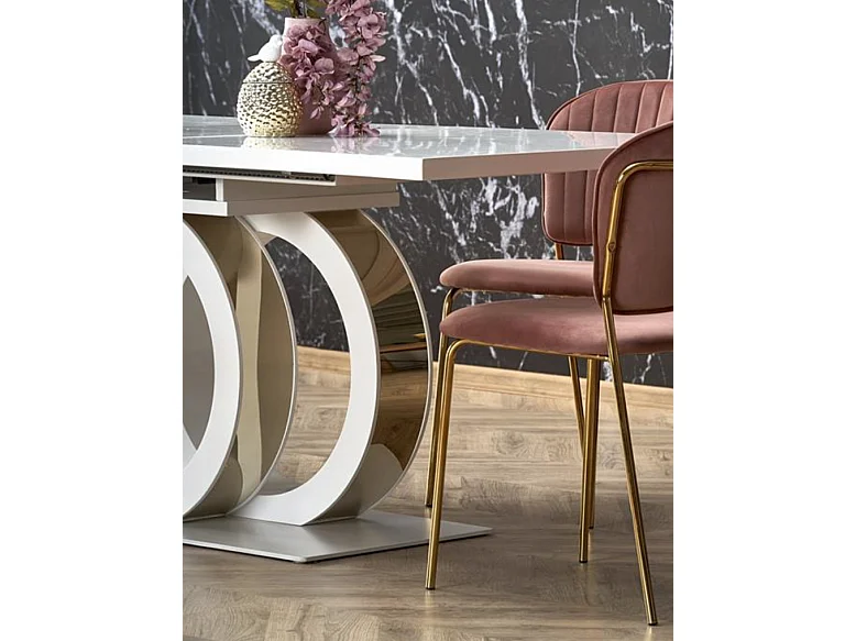 Mesa de comedor extensible lacada en blanco 160cm Goma